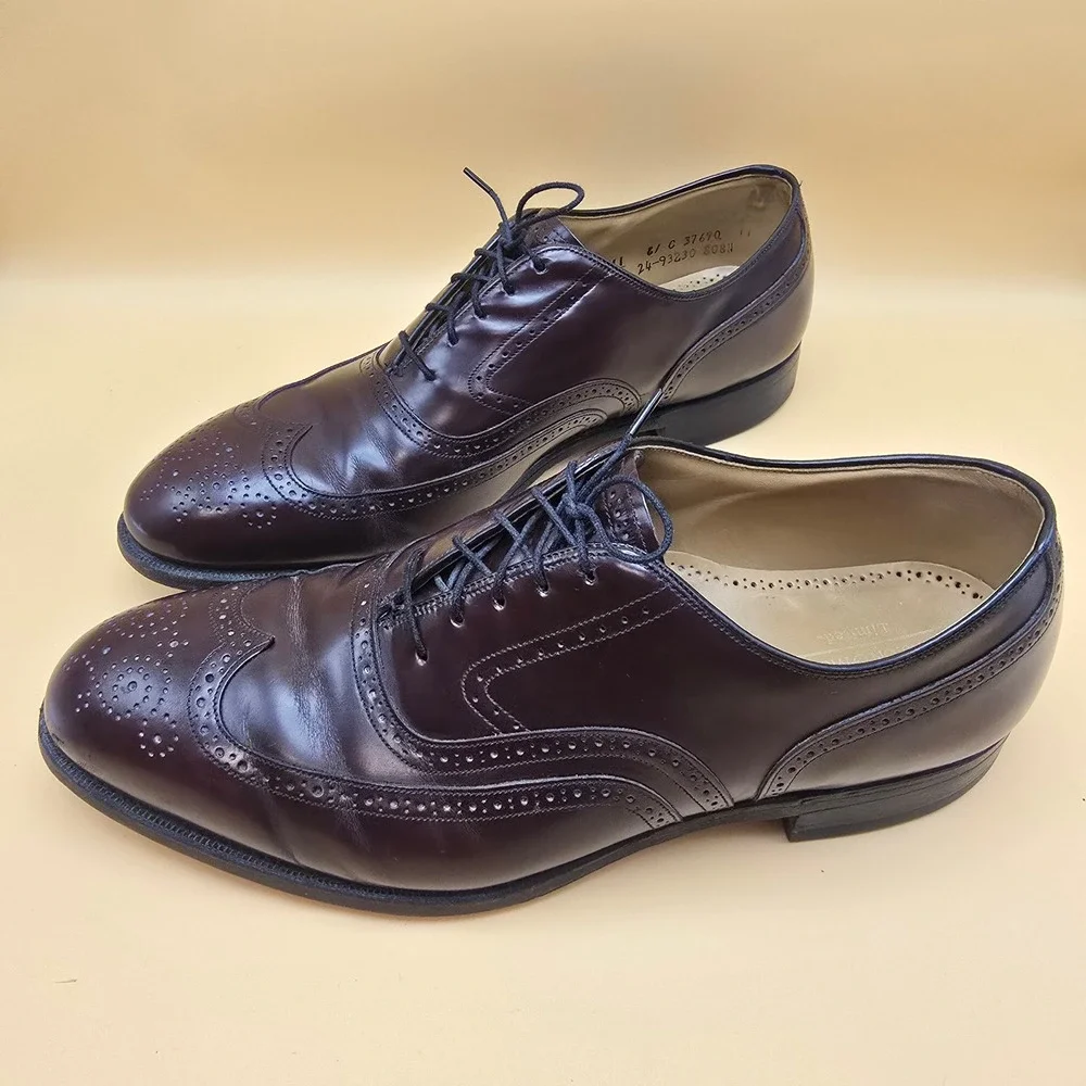 Johnston & Murphy Limited Burgundy Leather Wingtip Oxford Dress Shoes‎ Mens 11 C